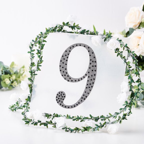 Balsa Circle 8" Black Solid Number 9 Self-Adhesive Rhinestones Gems Sticker