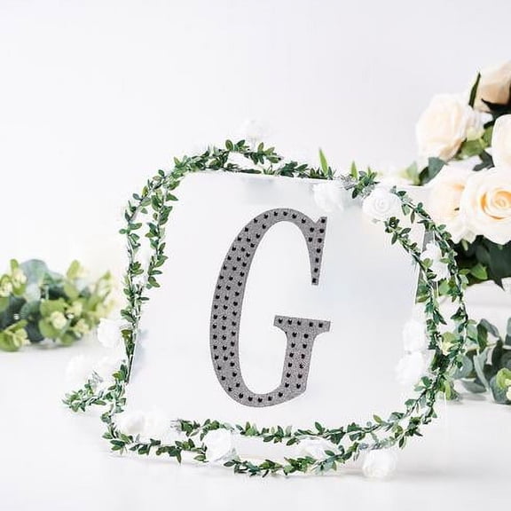 Balsa Circle 8" Black Solid Letter G Self-Adhesive Rhinestones Gems Sticker