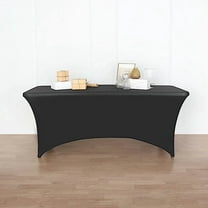 Balsa Circle 8 Feet Black Fitted Spandex Tablecloth Open Back Rectangle Table Cover Event
