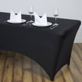 thumbnail image 1 of Balsa Circle 8 Feet Rectangular Spandex Fitted Party Wedding Tablecloth Black, 1 of 2
