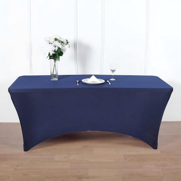 Balsa Circle 8 Feet Rectangular Spandex Fitted Party Wedding Tablecloth Navy Blue