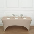 thumbnail image 1 of Balsa Circle 8 Feet Rectangular Spandex Fitted Party Wedding Tablecloth Nude, 1 of 8