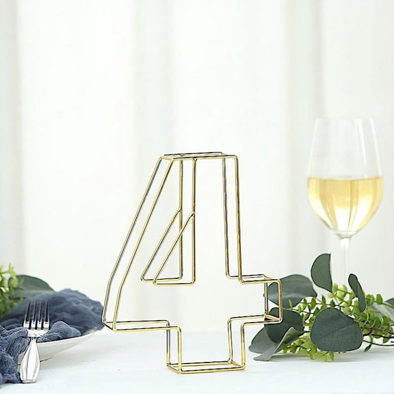 Balsa Circle 8" Gold 4 Metal 3D Wire Alphabet Number Sign Wedding Party Bar Tabletop Decorations