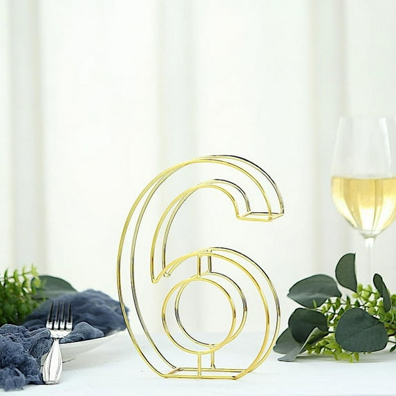 Balsa Circle 8" Gold 6 Metal 3D Wire Alphabet Number Sign Wedding Party Bar Tabletop Decorations