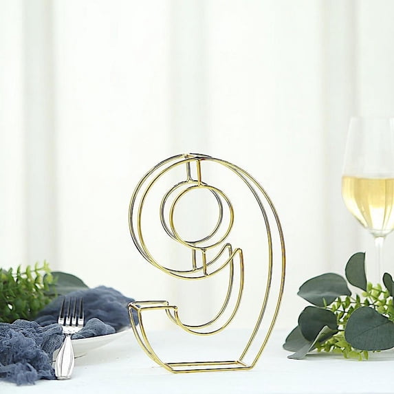 Balsa Circle 8" Gold 9 Metal 3D Wire Alphabet Number Sign Wedding Party Bar Tabletop Decorations