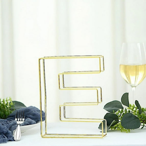 Balsa Circle 8" Gold E Metal 3D Wire Alphabet Number Sign Wedding Party Bar Tabletop Decorations