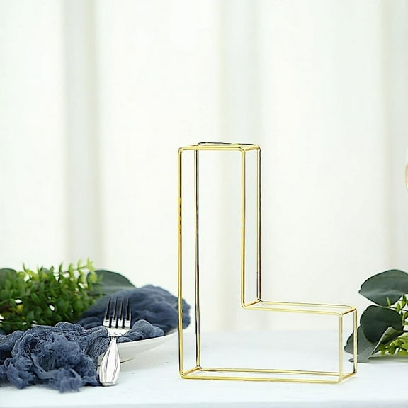 Balsa Circle 8" Gold L Metal 3D Wire Alphabet Number Sign Wedding Party Bar Tabletop Decorations