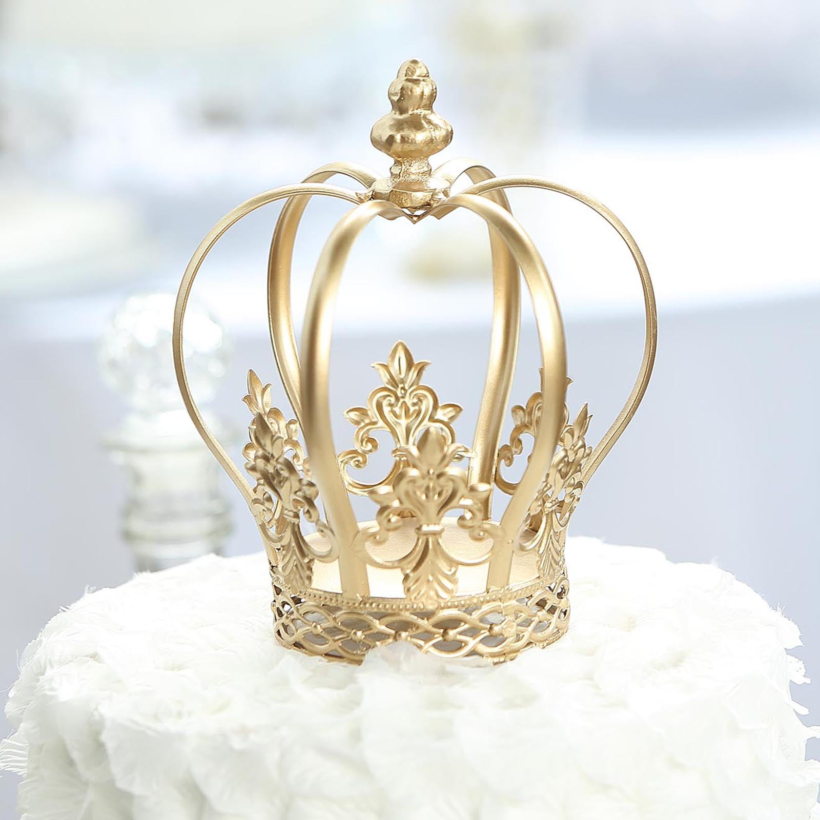 BalsaCircle 8 Gold Metal Crown Cake Topper Kids Birthday Party Wedding  Centerpiece Decorations 