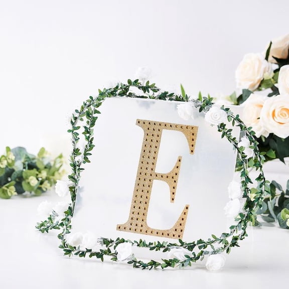 BalsaCircle 8" Gold Solid Letter E Self-Adhesive Rhinestones Gems Sticker