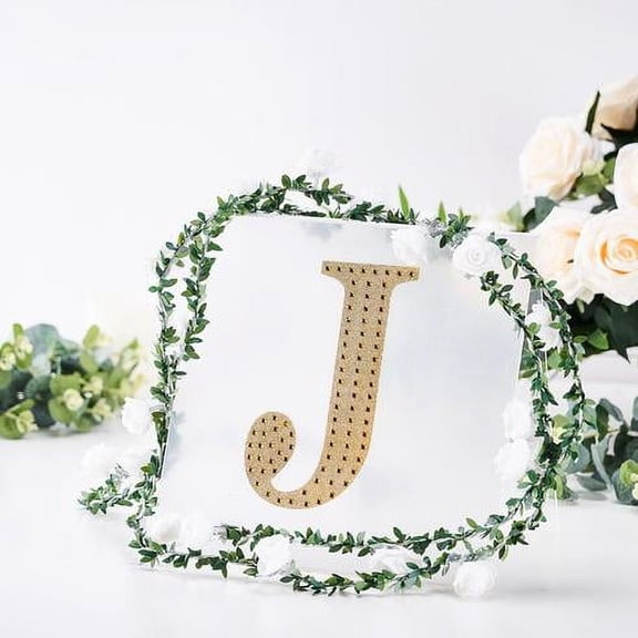 BalsaCircle 8" Gold Solid Letter J Self-Adhesive Rhinestones Gems Sticker