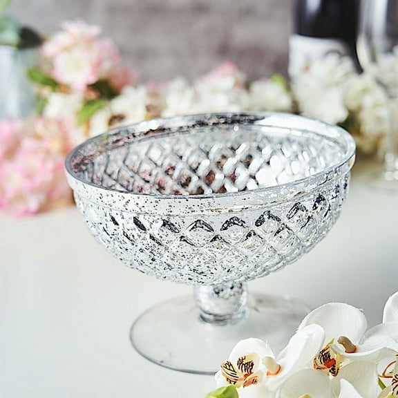 Balsa Circle 8" Silver Compote Vase Mercury Glass Bowl Centerpieces Wedding Party Decorations Gift