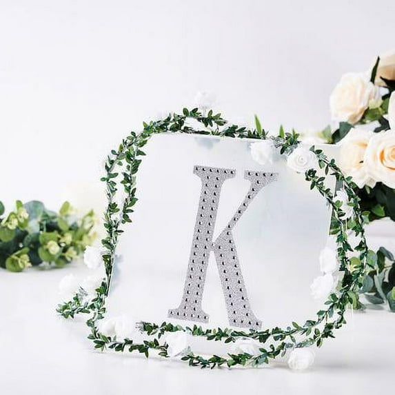 BalsaCircle 8" Silver Solid Letter K Self-Adhesive Rhinestones Gems Sticker