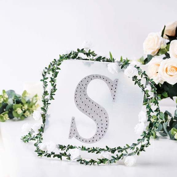 BalsaCircle 8" Silver Solid Letter Number Self-Adhesive Rhinestones Gems Sticker