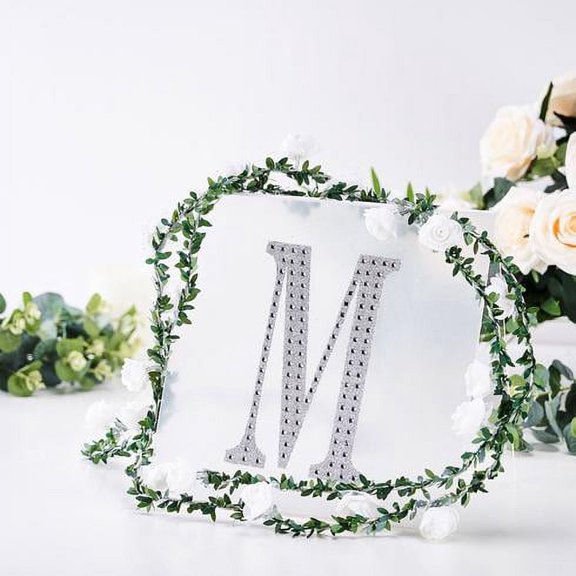 Balsa Circle 8" Silver Letter M Rhinestones Sticker
