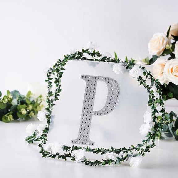 BalsaCircle 8" Silver Solid Letter Number Self-Adhesive Rhinestones Gems Sticker