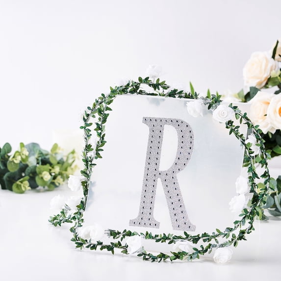BalsaCircle 8" Silver Solid Letter R Self-Adhesive Rhinestones Gems Sticker
