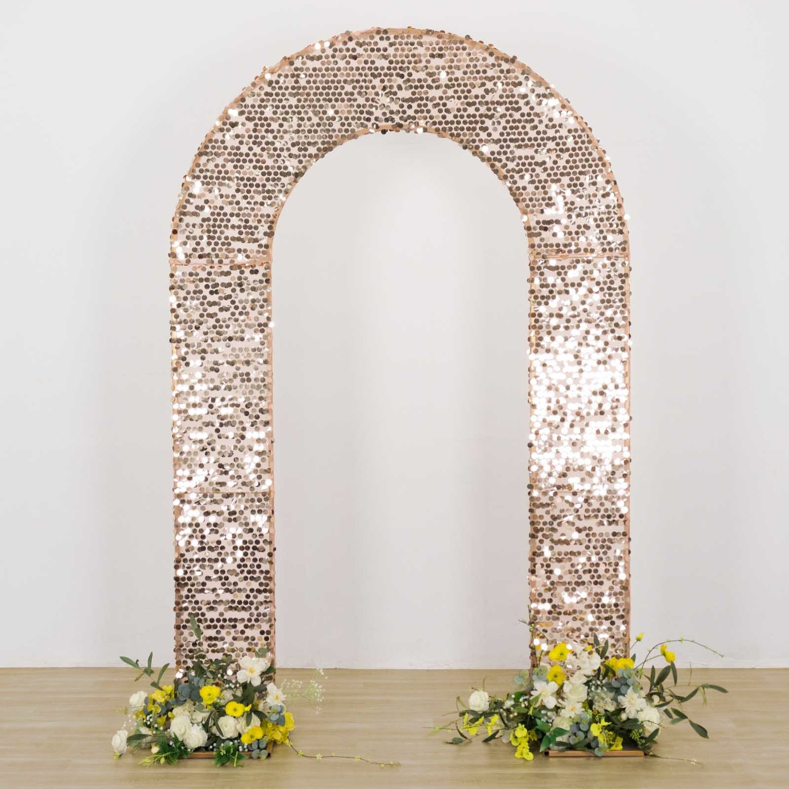 BalsaCircle 8 feet Blush Big Payette Sequin Double Sided Open Arch ...