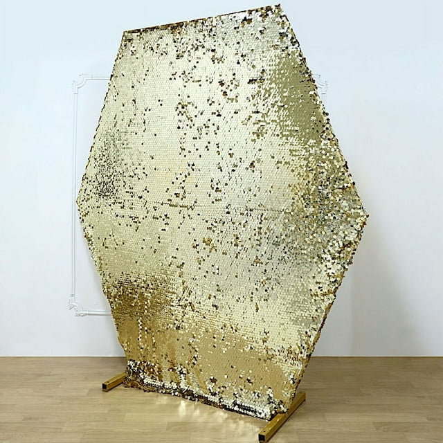 BalsaCircle 8 feet Champagne Big Payette Sequin Hexagon Backdrop Stand ...