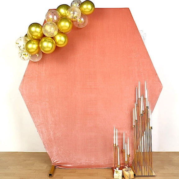 BalsaCircle 8 feet Dusty Rose Fitted Velvet Hexagon Backdrop Stand Cover Wedding Party Events
