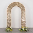 thumbnail image 1 of BalsaCircle 8 feet Gold Big Payette Sequin Double Sided Open Arch Fitted Backdrop Stand Cover Party Events Decorations, 1 of 8