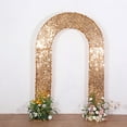 thumbnail image 1 of BalsaCircle 8 feet Gold Payette Sequin Double Sided Open Arch Fitted Backdrop Stand Cover Party Events Decorations, 1 of 8