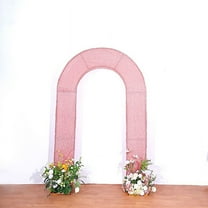 BalsaCircle 8 feet Rose Gold Fitted Spandex Shimmer Tinsel Open Arch Backdrop Stand Cover Party Events Decorations Supplies