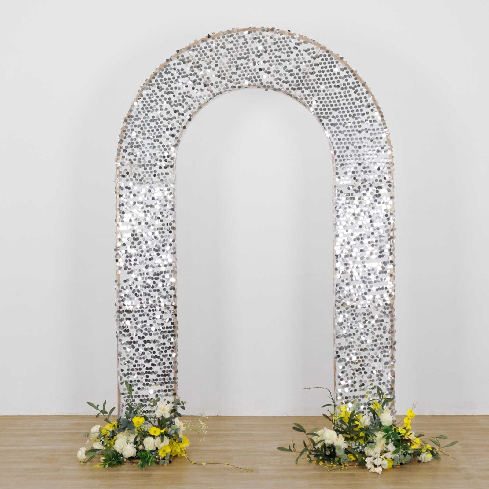BalsaCircle 8 feet Silver Big Payette Sequin Double Sided Open Arch ...