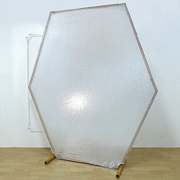 Balsa Circle 8 feet Silver Sparkle Sequin Hexagon Backdrop Stand Cover Wedding Party Events
