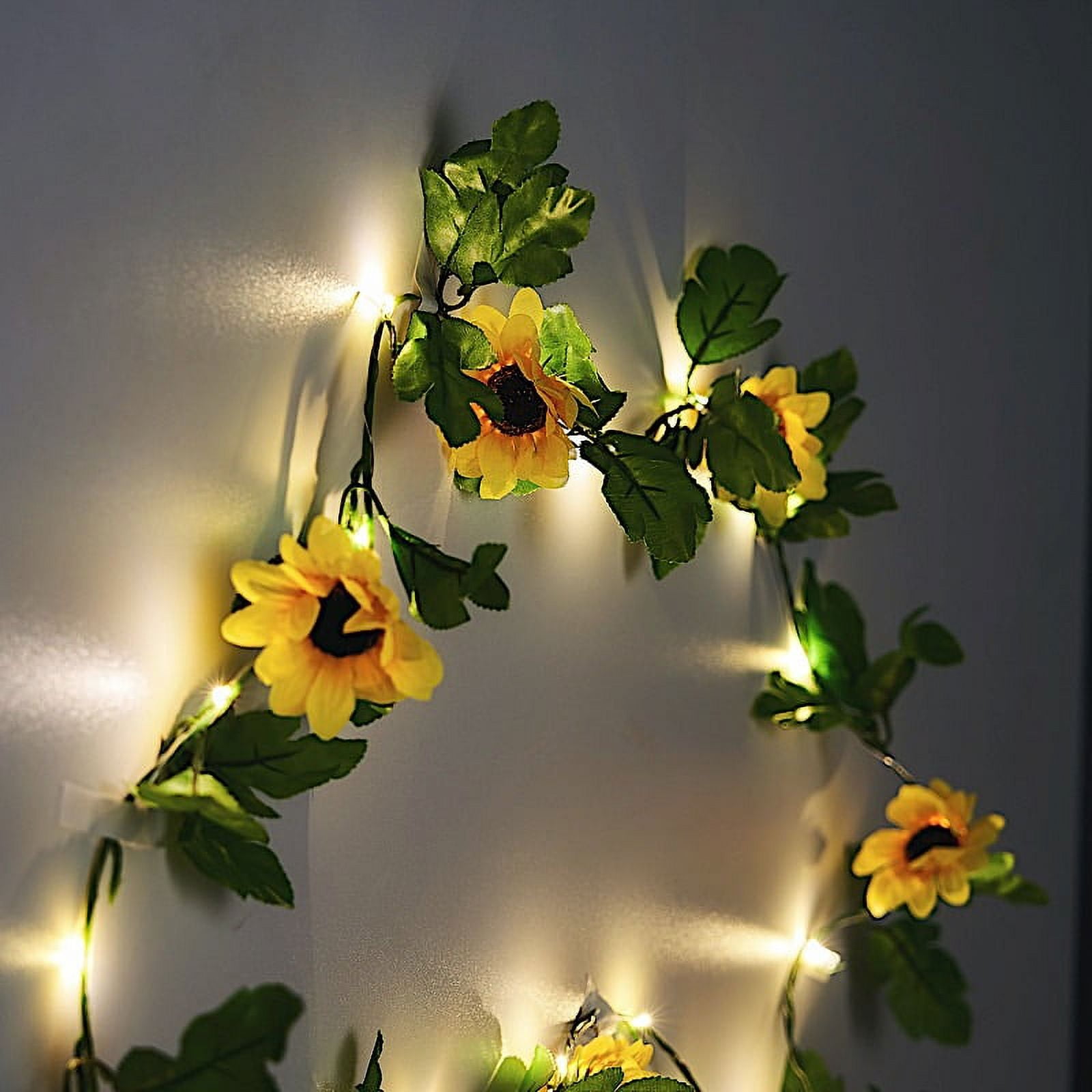 BALSA CIRCLE BalsaCircle 8 feet Yellow Sunflowers Greenery Fairy Lights Battery Operated LED Garland Wedding Party