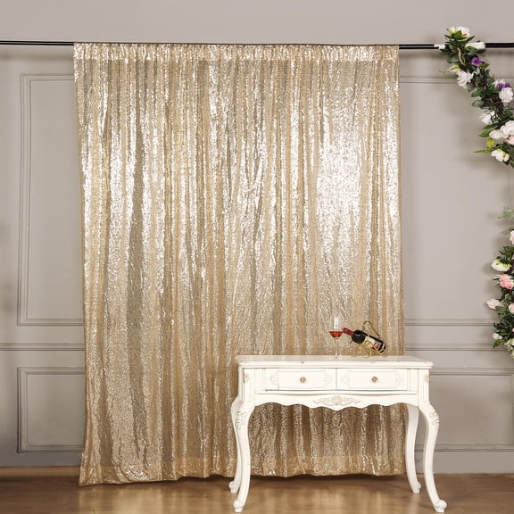 BalsaCircle 8 feet x 8 feet Champagne Sequin Backdrop Curtain Wedding Party Photobooth Decorations