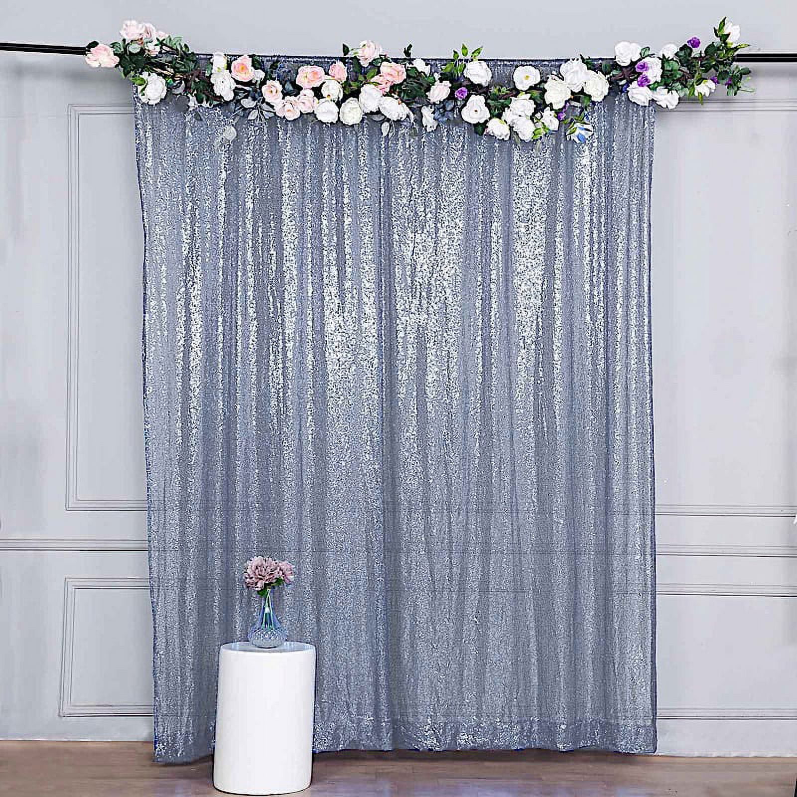 BalsaCircle 8 feet x 8 feet Dusty Blue Sequin Backdrop Curtain Wedding Party Photobooth ...