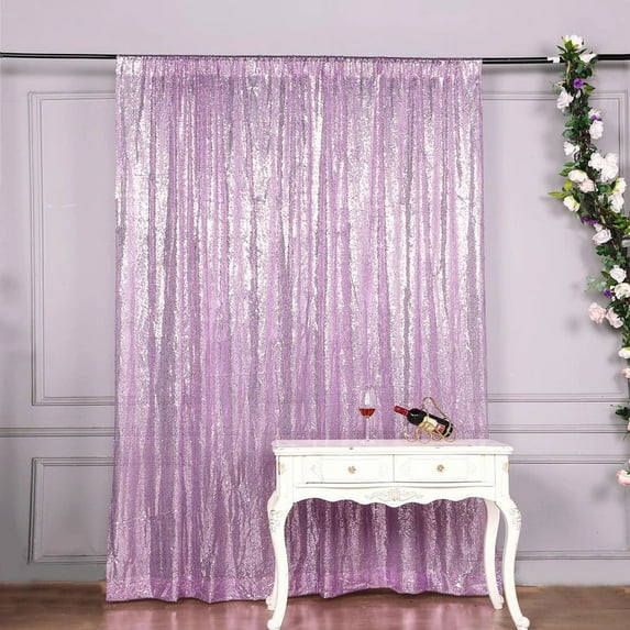BalsaCircle 8 feet x 8 feet Lavender Sequin Backdrop Curtain Wedding Party Photobooth Decorations
