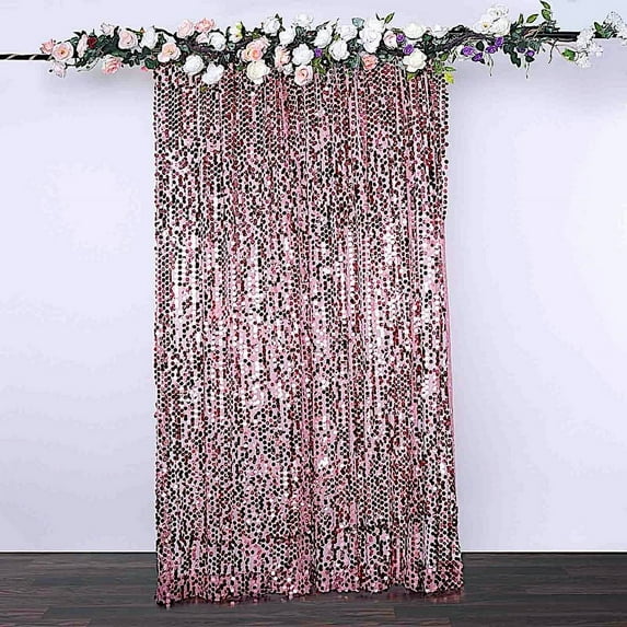 BalsaCircle 8 feet x 8 feet Pink Big Payette Sequin Backdrop Curtain Wedding Party Photo Booth Decorations