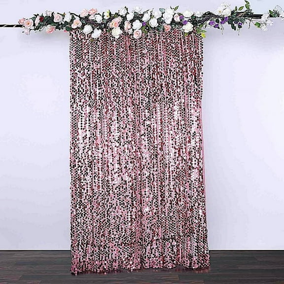 BalsaCircle 8 feet x 8 feet Pink Big Payette Sequin Backdrop Curtain Wedding Party Photo Booth Decorations