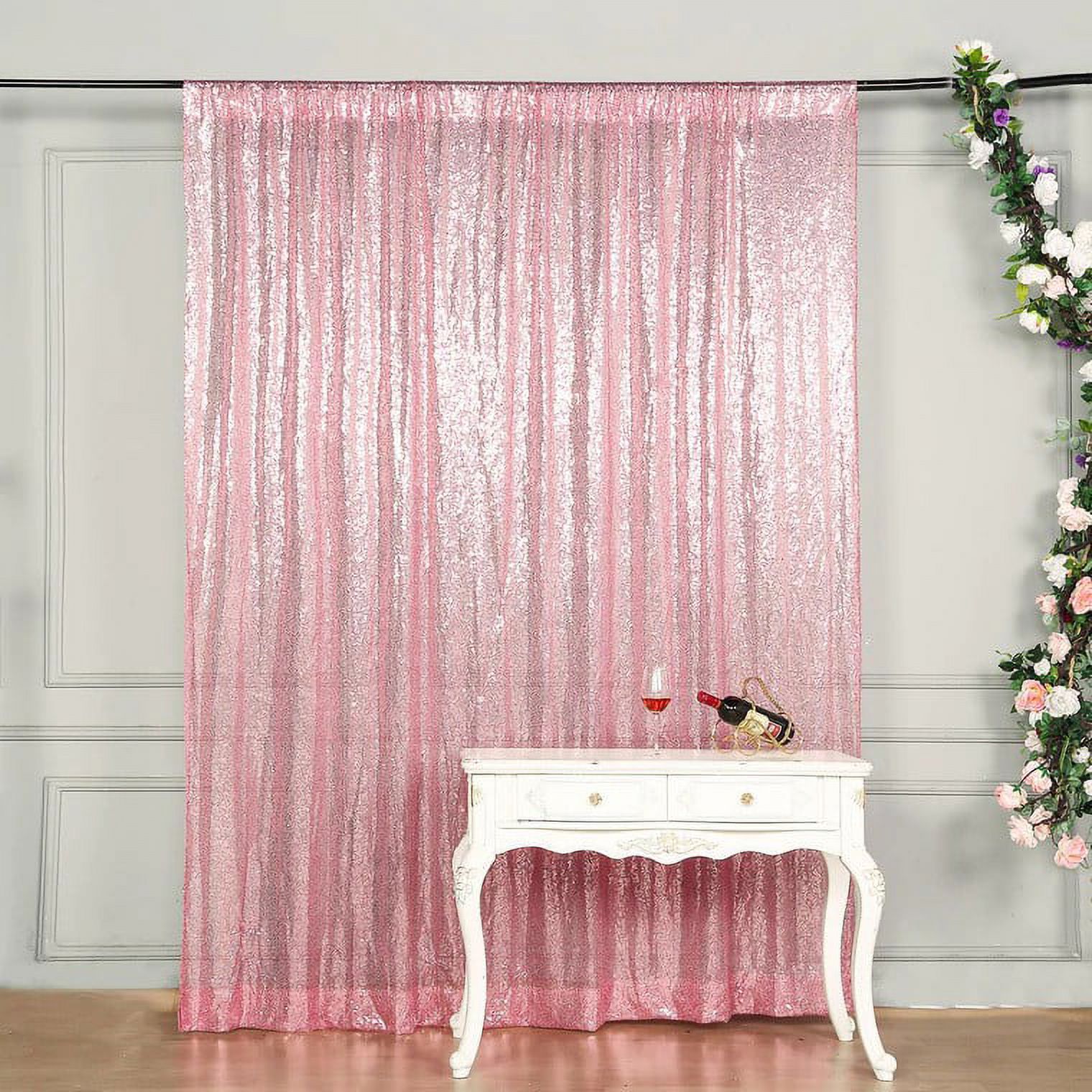 8x8 Ft Sequined Backdrop Curtain – Photobooth Wedding Party Event Decor, LeilaniWholesale