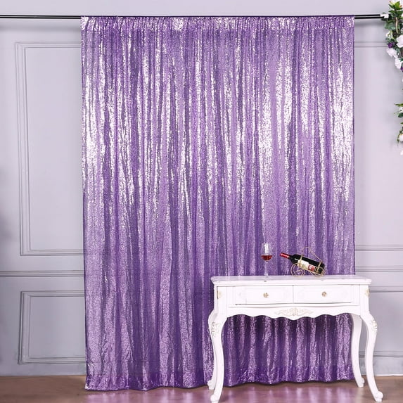 BalsaCircle 8 feet x 8 feet Purple Sequin Backdrop Curtain Wedding Party Photobooth Decorations