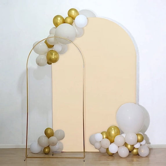 Balsa Circle 8 ft Beige Fitted Matte Spandex Round Top Wedding Arch Backdrop Stand Cover Party Events Decorations