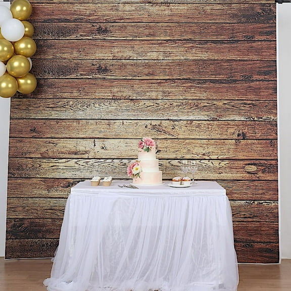 BalsaCircle 8 ft Brown Vinyl Photography Background Vintage Wood Printed Party Backdrop Events Decorations
