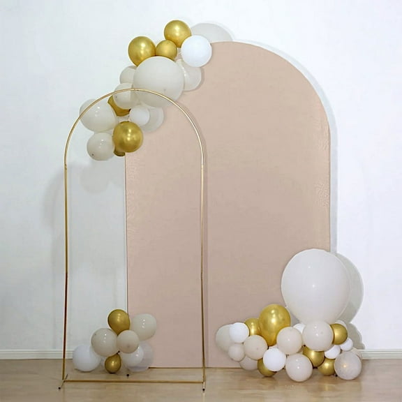Balsa Circle 8 ft Nude Fitted Matte Spandex Round Top Wedding Arch Backdrop Stand Cover Party Events Decorations