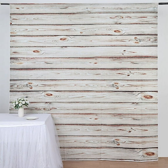 Balsa Circle 8 ft White Washed Vinyl Photography Background Wood Printed Party Backdrop Events Decorations