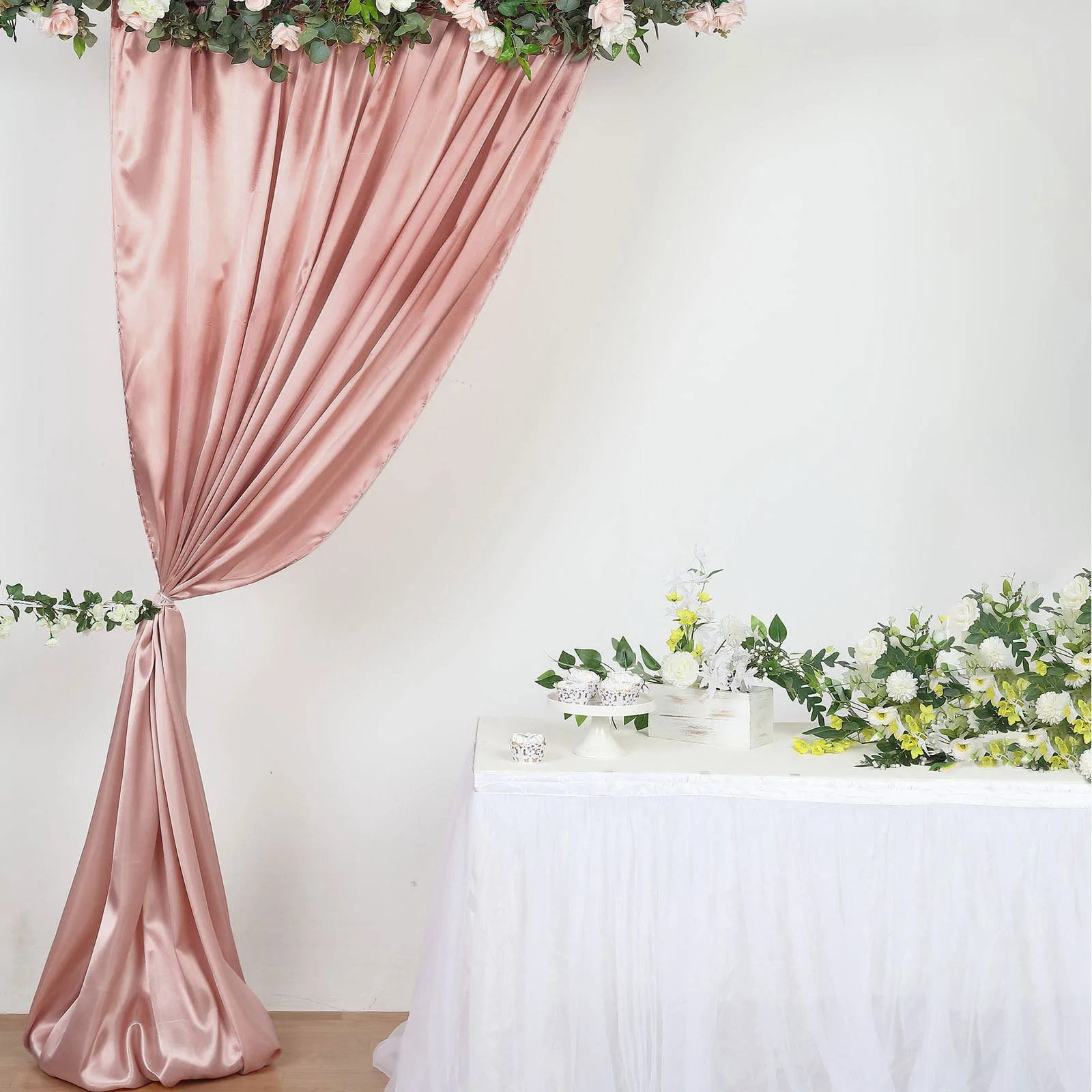 Polyester Bridal Satin Backdrop/Drape. Curtain Panel with 4