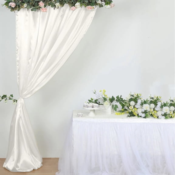 BalsaCircle 8x10 feet Ivory Satin Curtain Wedding Photography Backdrop Panel Party Events Decorations Supplies