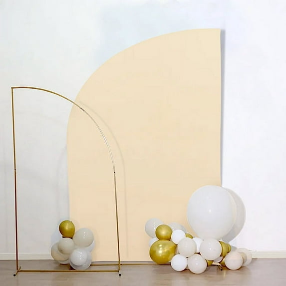 BalsaCircle 8x5 feet Beige Matte Fitted Spandex Half Moon Wedding Arch Backdrop Stand Cover Party Events Decorations