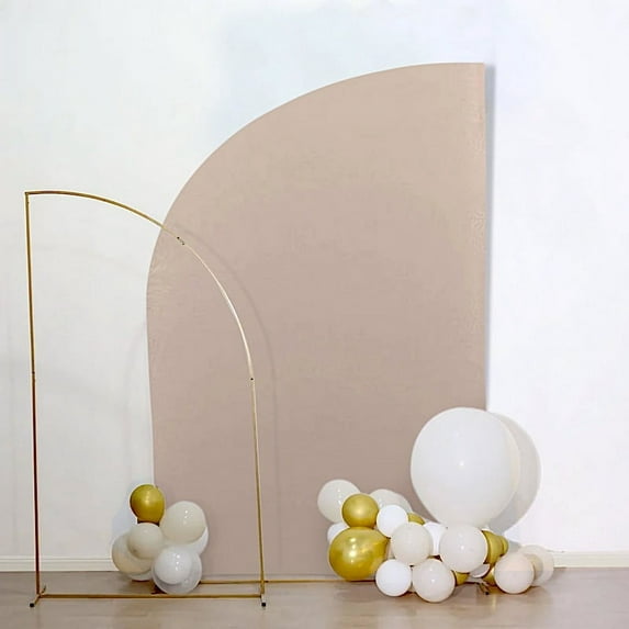 BalsaCircle 8x5 feet Nude Matte Fitted Spandex Half Moon Wedding Arch Backdrop Stand Cover Party Events Decorations