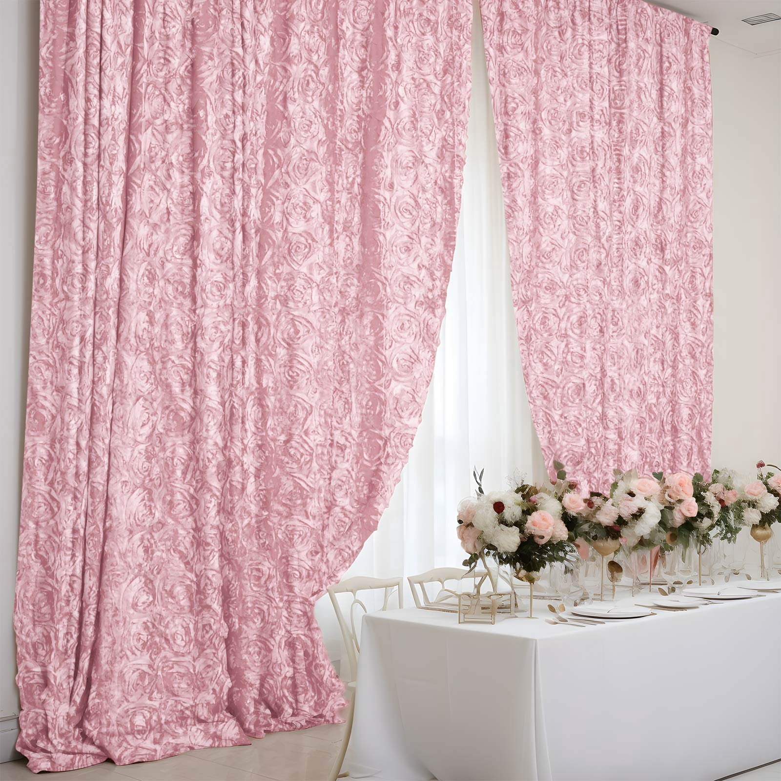 BalsaCircle 8x8 feet Blush Satin Curtain Rosette Wedding Photography ...