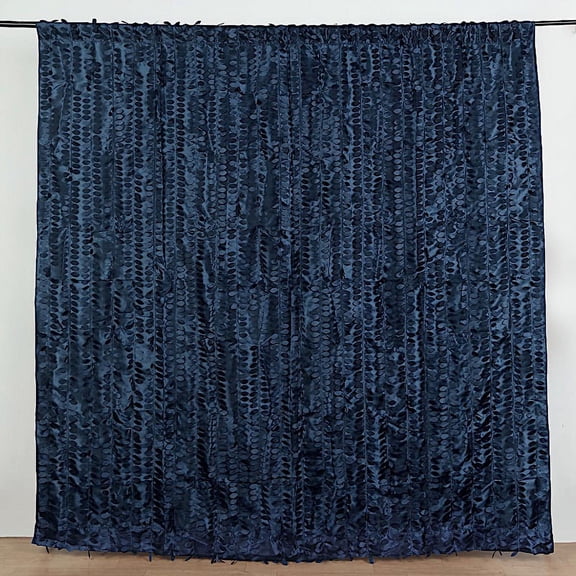 Balsa Circle 8x8 feet Navy Blue Leaf Petal Taffeta Curtain Panel Photography Backdrop Drape Party Events Decorations