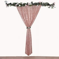 BalsaCircle 8x8 feet Rose Gold Geometric Sequined Mesh Backdrop Curtain Panel Party Events Reception Decorations