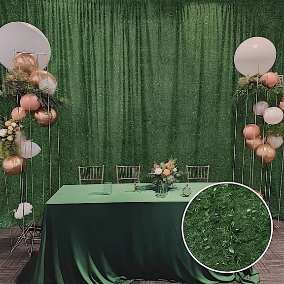 BalsaCircle 8x8 feet Green Shaggy Fringe Polyester Backdrop Curtain Panel Party Events Home Decorations Supplies
