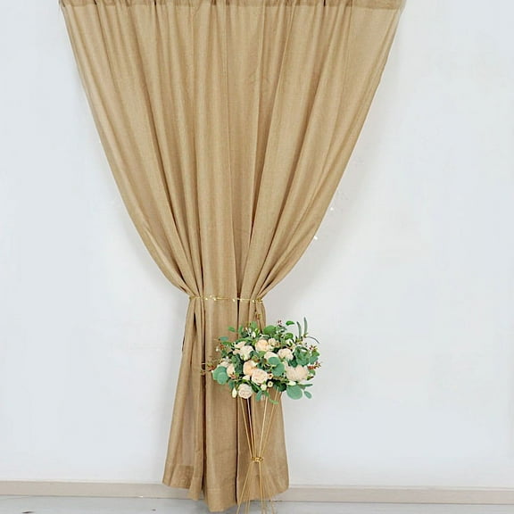 BalsaCircle 8x8 ft Natural Faux Burlap Curtain Photography Backdrop Panel Party Events Decorations Supplies