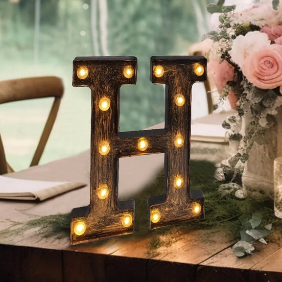 BalsaCircle 9" Black Marquee Letter H Warm White LED Lighted Sign Wedding Event Graduation Party